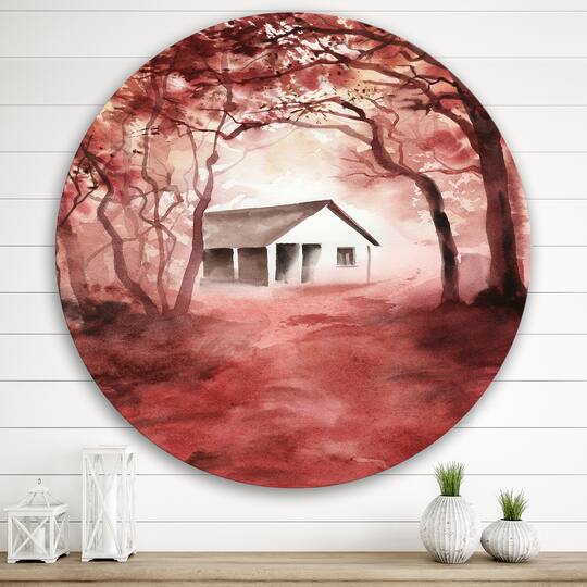 Designart - House In Red Autumn Woods